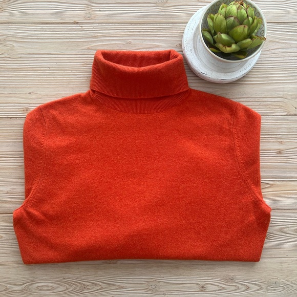Pure Collection 100% Cashmere Turtleneck – Persimmon, Size US 6 (UK 12 / EU 38) - Picture 1 of 5